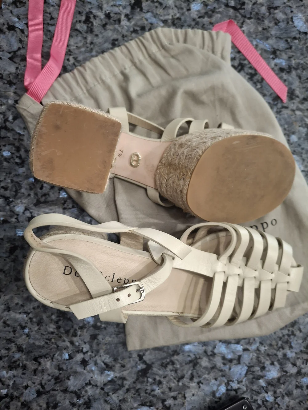 Dee Ocleppo Cream Woven Espadrille Sandals